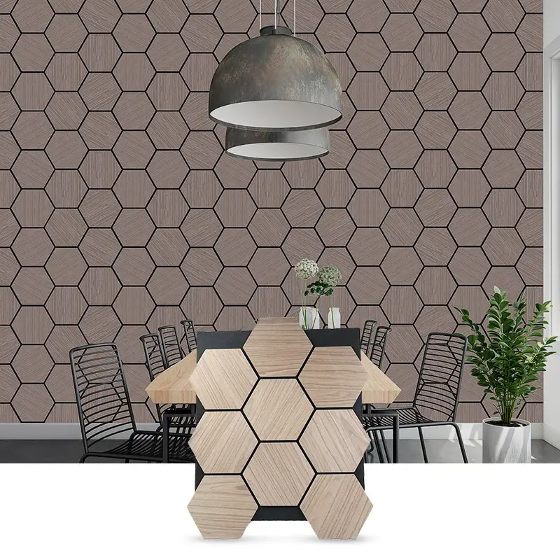 Rooaoo hot-selling walnut hexagonal acoustic decorative panels that can be spliced together 1