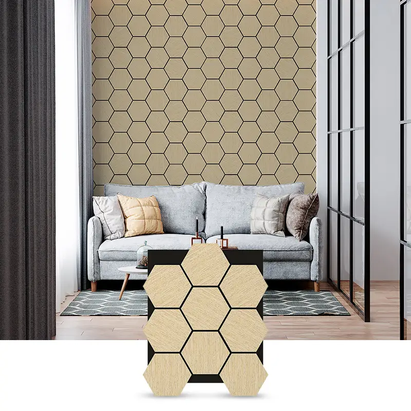 White oak hexagonal akupanel, a popular style in Europe, directly supplied by the original manufacturer 1