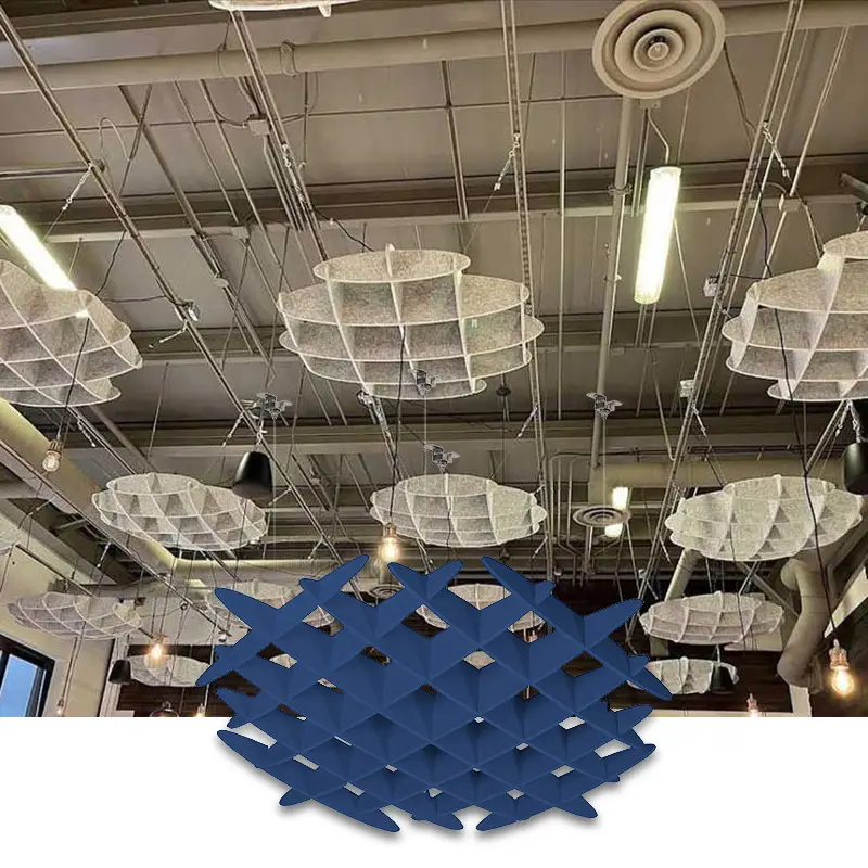 Modern 3D Ceiling Waffle Acoustic Panel Polyester Ceiling Noise Reduction Hotels Offices Schools 1