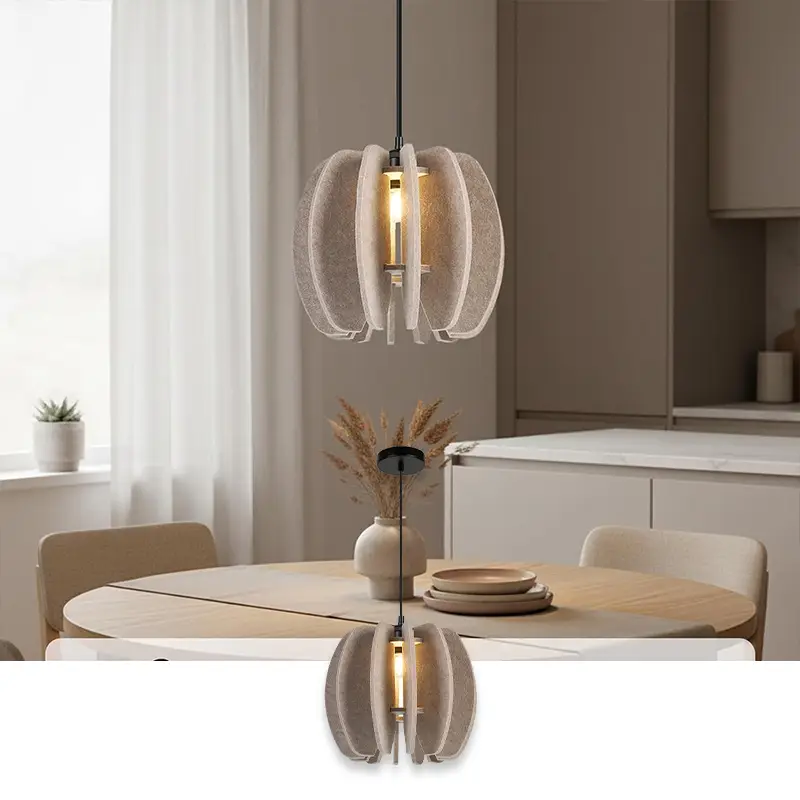 Rooaoo Geometric Pattern Felt Acoustic Lamp Shade Artistic Soundproof Lighting Manufacturer Supply 1