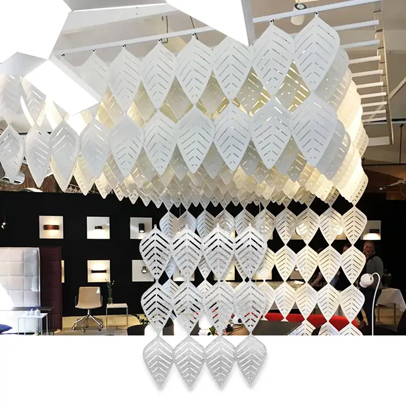 Rooaoo 3D leaf-shaped PET polyester fiber hanging screen suitable for home partitions. 1