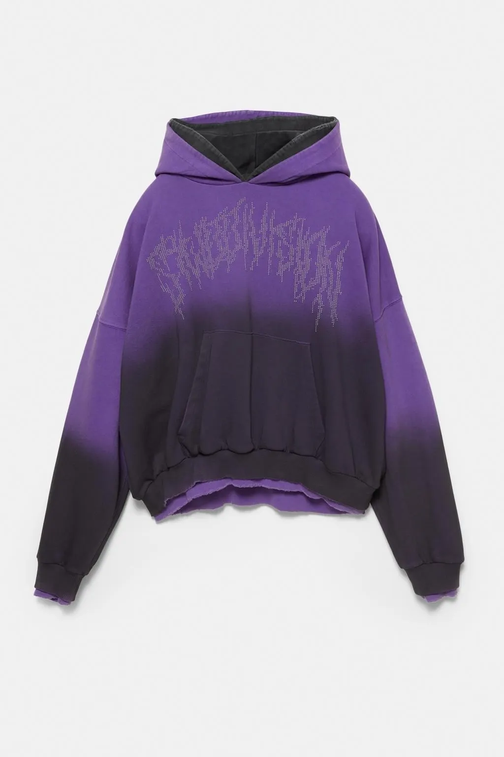 訂製服裝製造商數位印花圖案酸洗做舊380克純棉連帽衫，附口袋 1