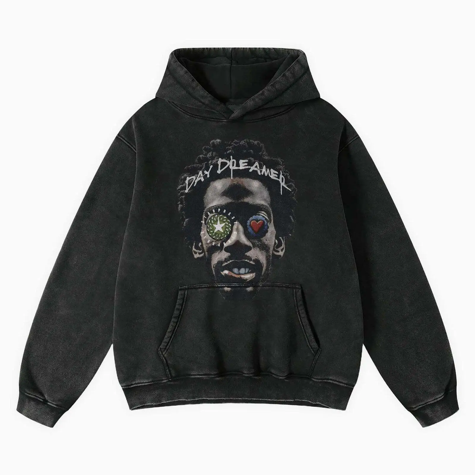 Custom Clothing Manufacturer DTG Printing Graphic Acid Wash Oversized 420g Cotton Hoodie with Pocket 1