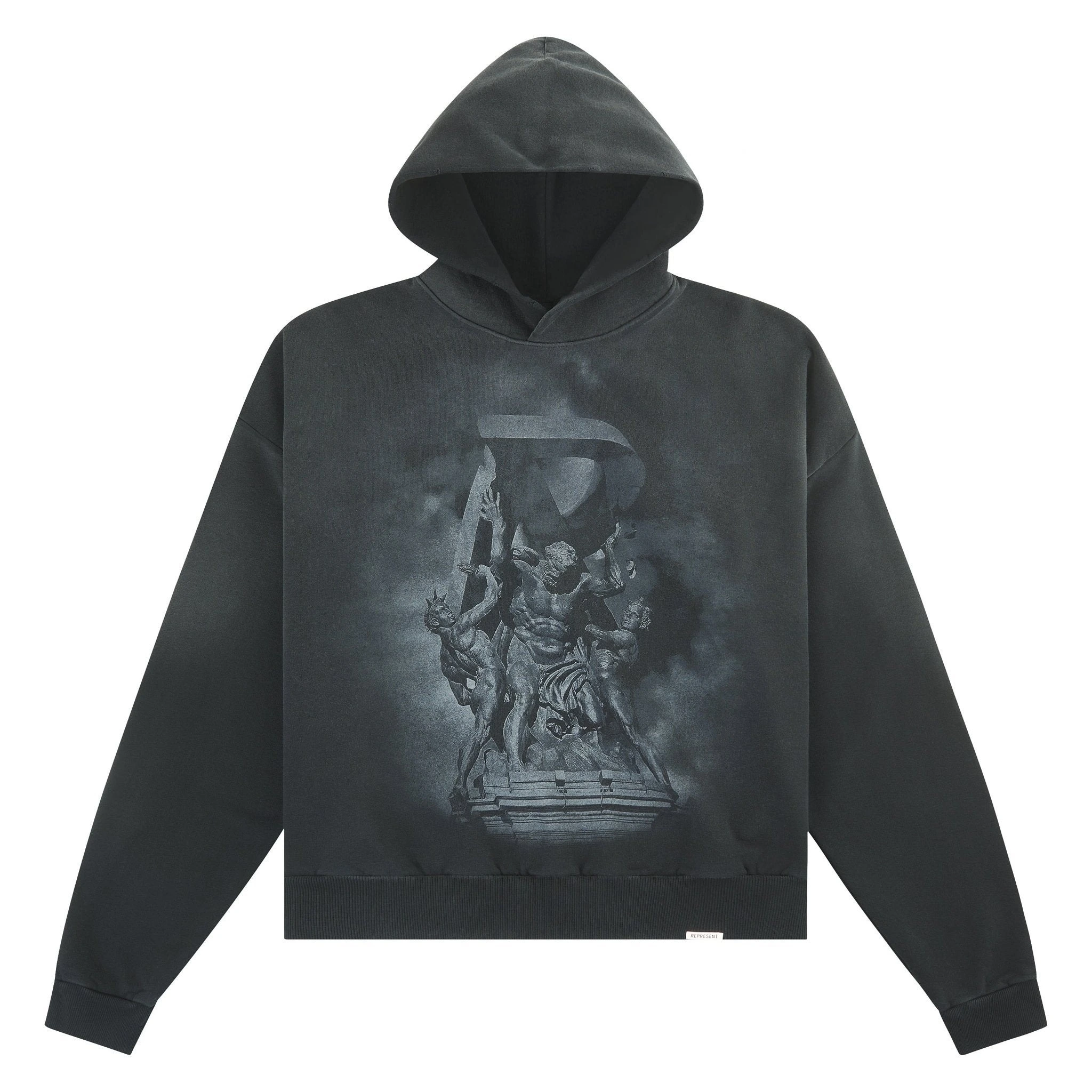 Custom Clothing Manufacturer DTG Printing Graphic Acid Wash Oversized 550g Cotton Hoodie 1