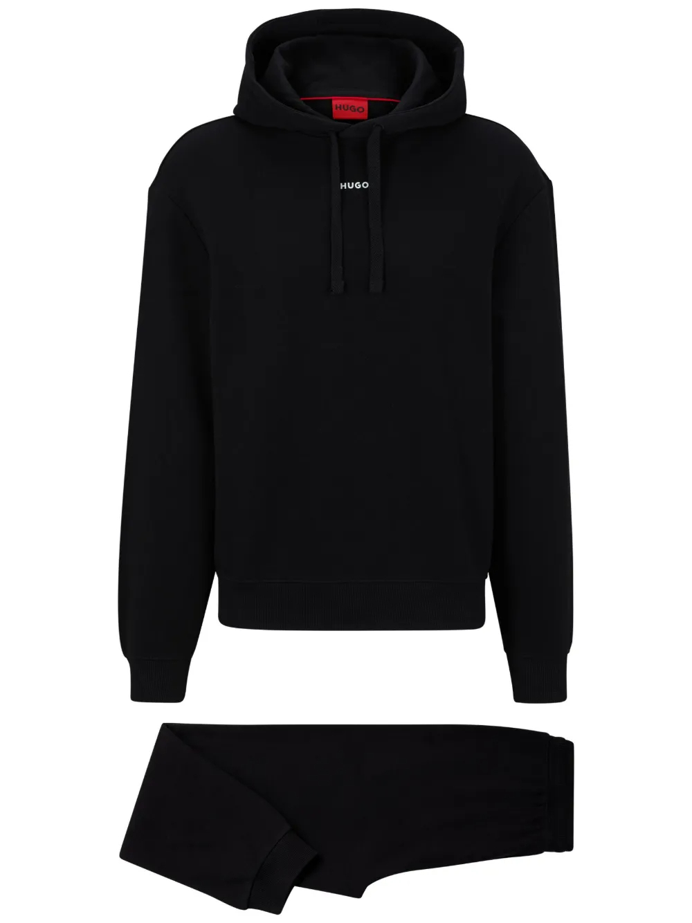 330G Black Logo Hooded Drop Shoulder CottonStreetwear Tracksuit Set-SWTS004 1