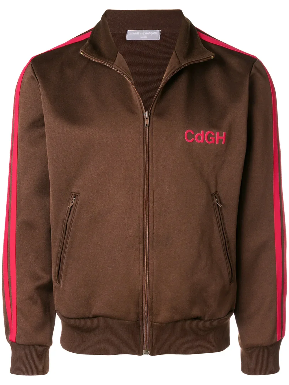 جاكيت رياضي كلاسيكي بسحاب وياقة واقفة وشعار على الصدر باللون البني 300G مع جيب - SWTS005 1