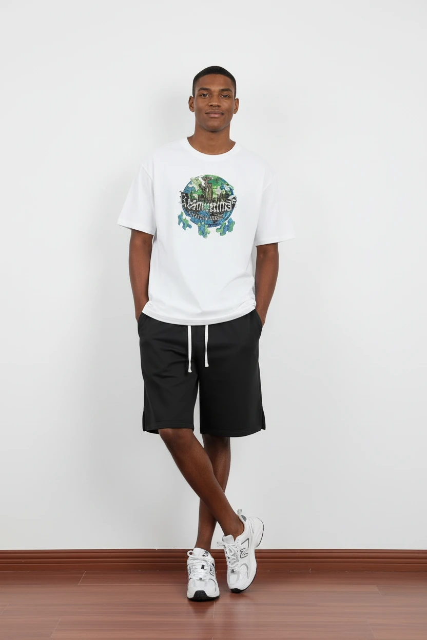 240 GSM DTG Graphic Short-Sleeved Crew Neck Organic Cotton Gym T-Shirts--GTS005 1