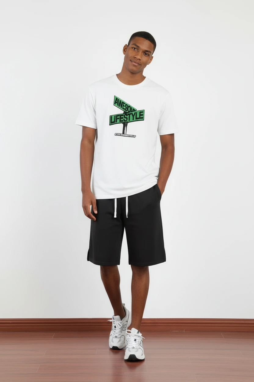 260 GSM DTG Graphic Short-Sleeved Crew Neck Organic Cotton Blend T-Shirts--GTS003 1