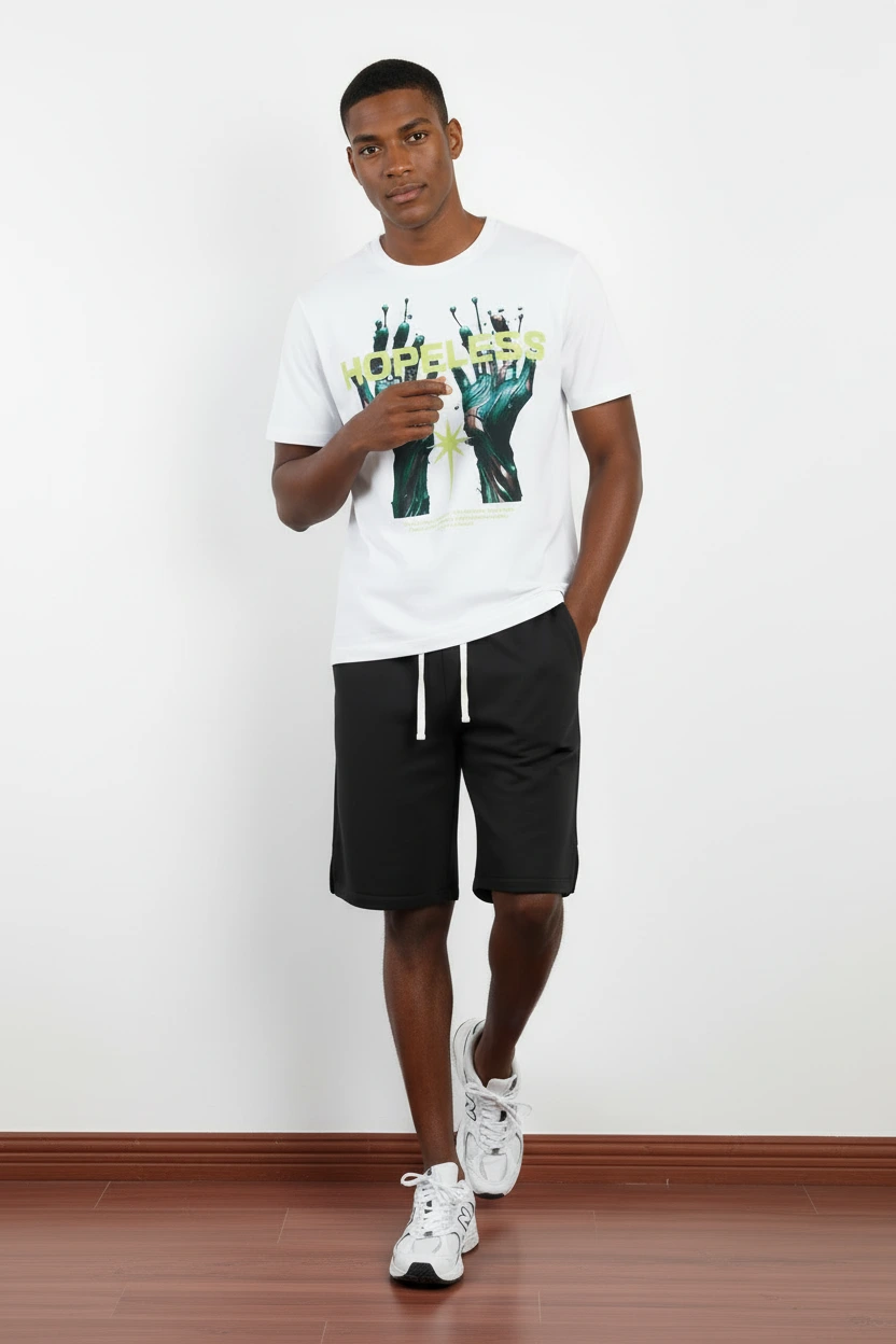 250 GSM DTG Graphic Short-Sleeved Crew Neck Organic Cotton Blend T-Shirts--GTS007 1