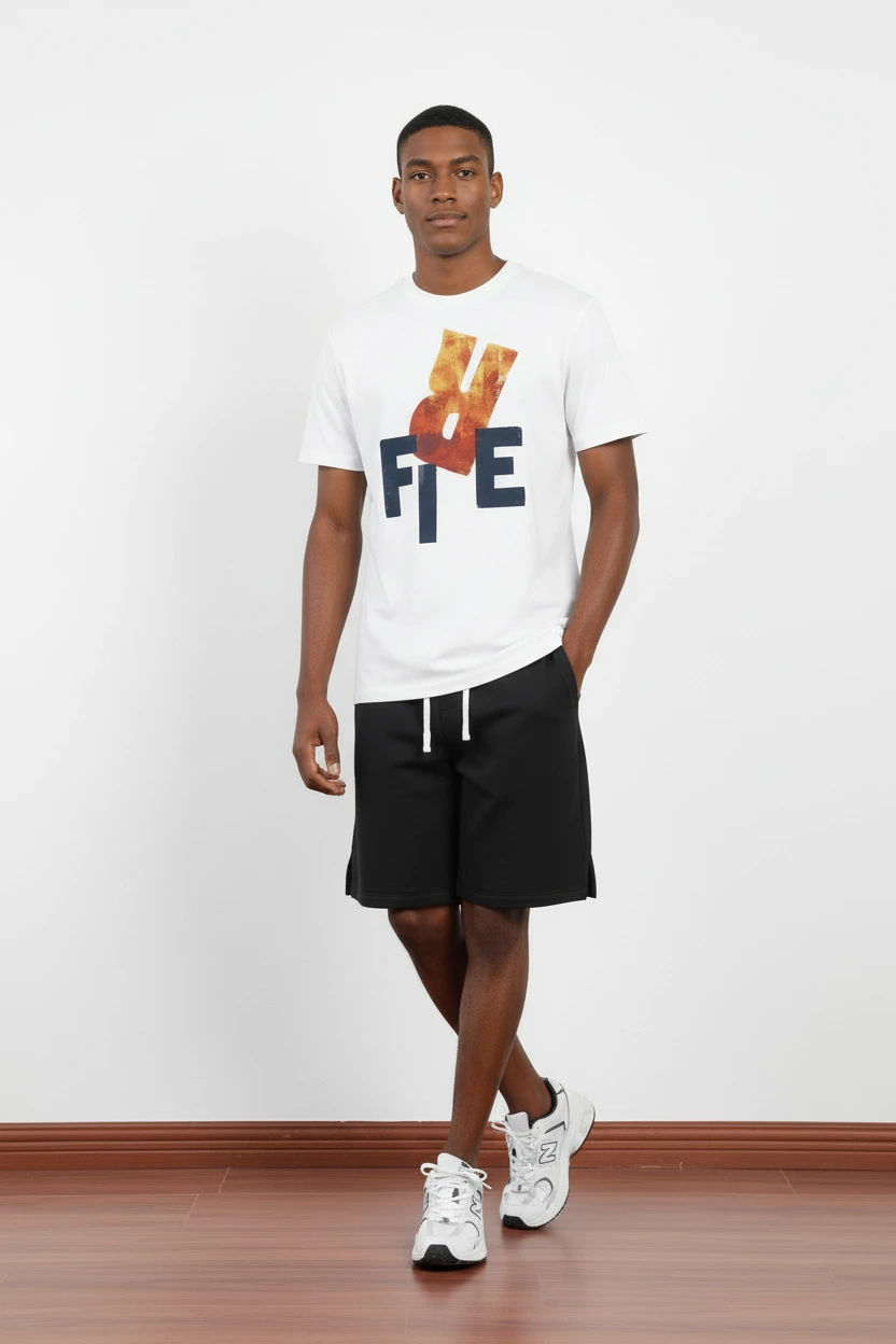 265 GSM DTG Graphic Short-Sleeved Crew Neck Organic Cotton Blend T-Shirts--GTS009 1