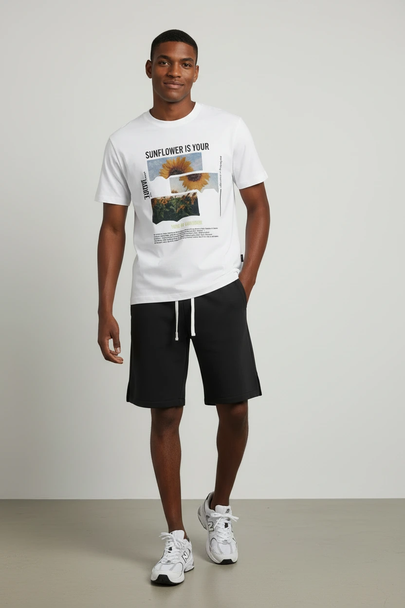 250 GSM DTG Graphic Short-Sleeved Crew Neck Organic Cotton Blend T-Shirts--GTS010 1