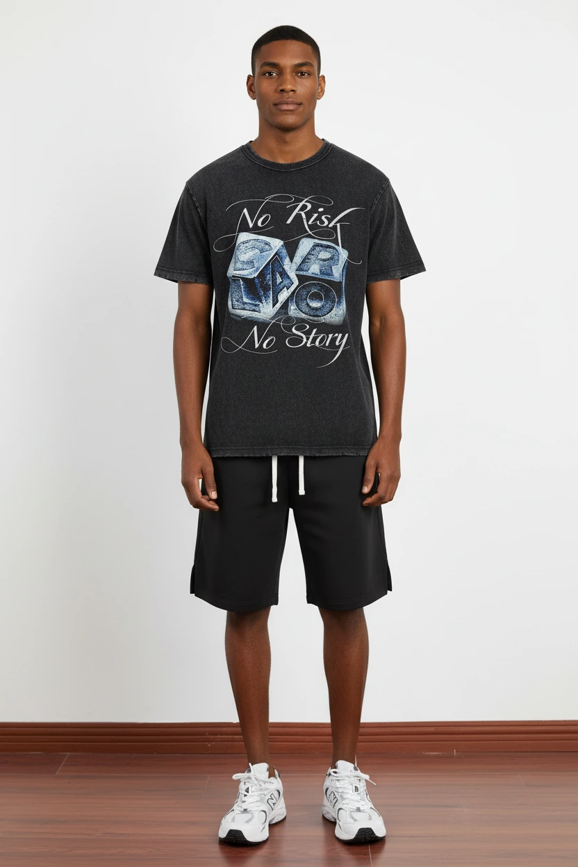 295GSM Heavyweight Distressed Vintage Screen-Print Graphic Cotton T-Shirt-AWTS022 1