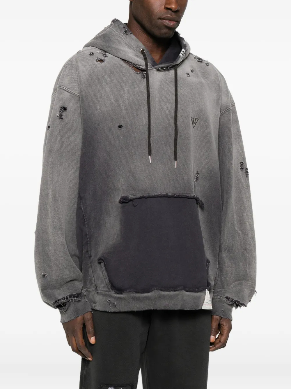 480GSM Cotton Vintage Distressed Drawstring Hoodie 1