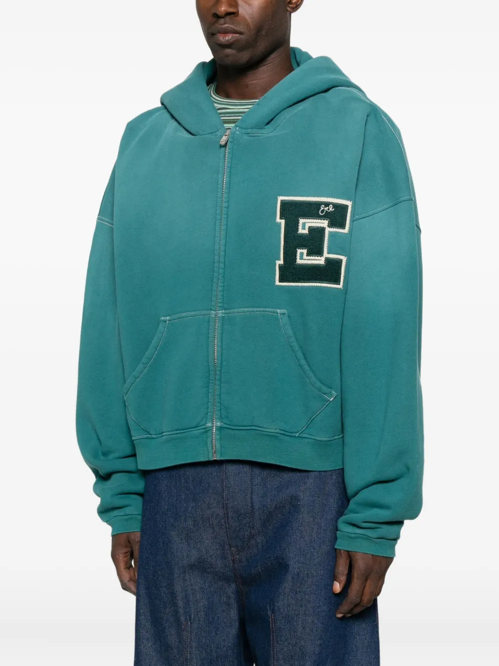 480g Heavyweight Vintage Collegiate Patch Zip-Up Hoodie 1