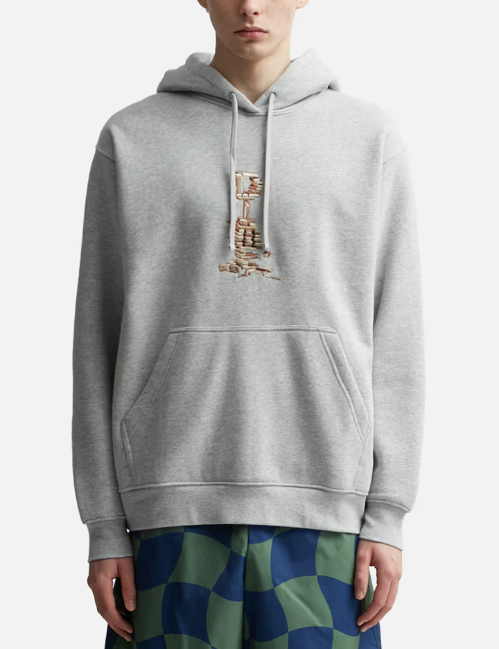 380GSM Printed Logo Heather Grey Heavyweight Fleece Hoodie 1