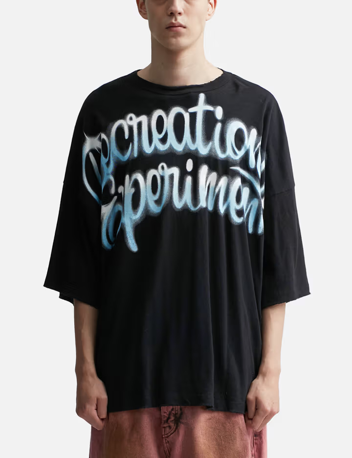 Camiseta oversized Electronic Mantra preta de 300 g/m² 1