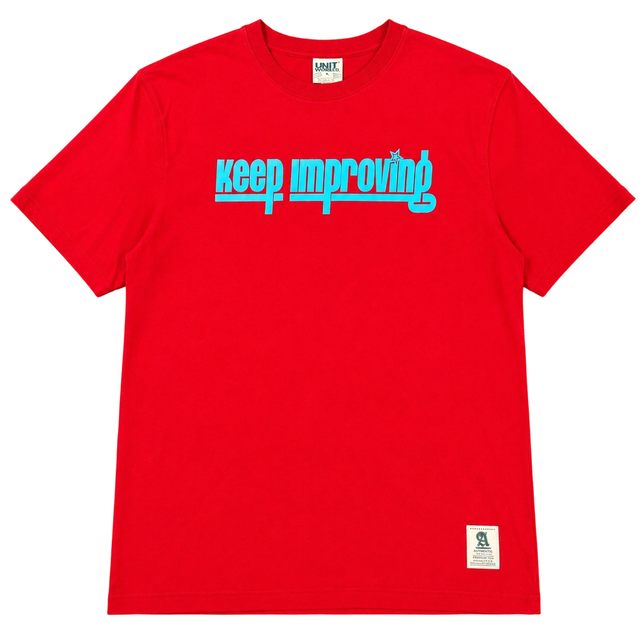 Camiseta con estampado de silicona "Keep Improving" | Camiseta informal de algodón 100%, 210 g/m² 1