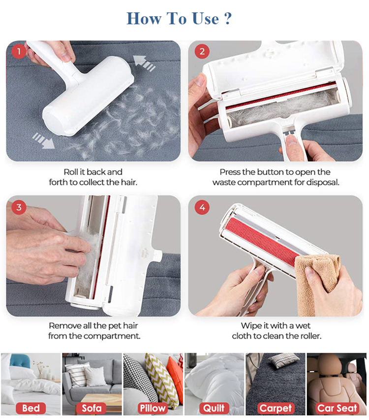 Customized Pet Hair Lint Roller Dog Cat Fur Remover Brush Self-Cleaning Hair Remover Roller Manufacturers | Roadreign 14