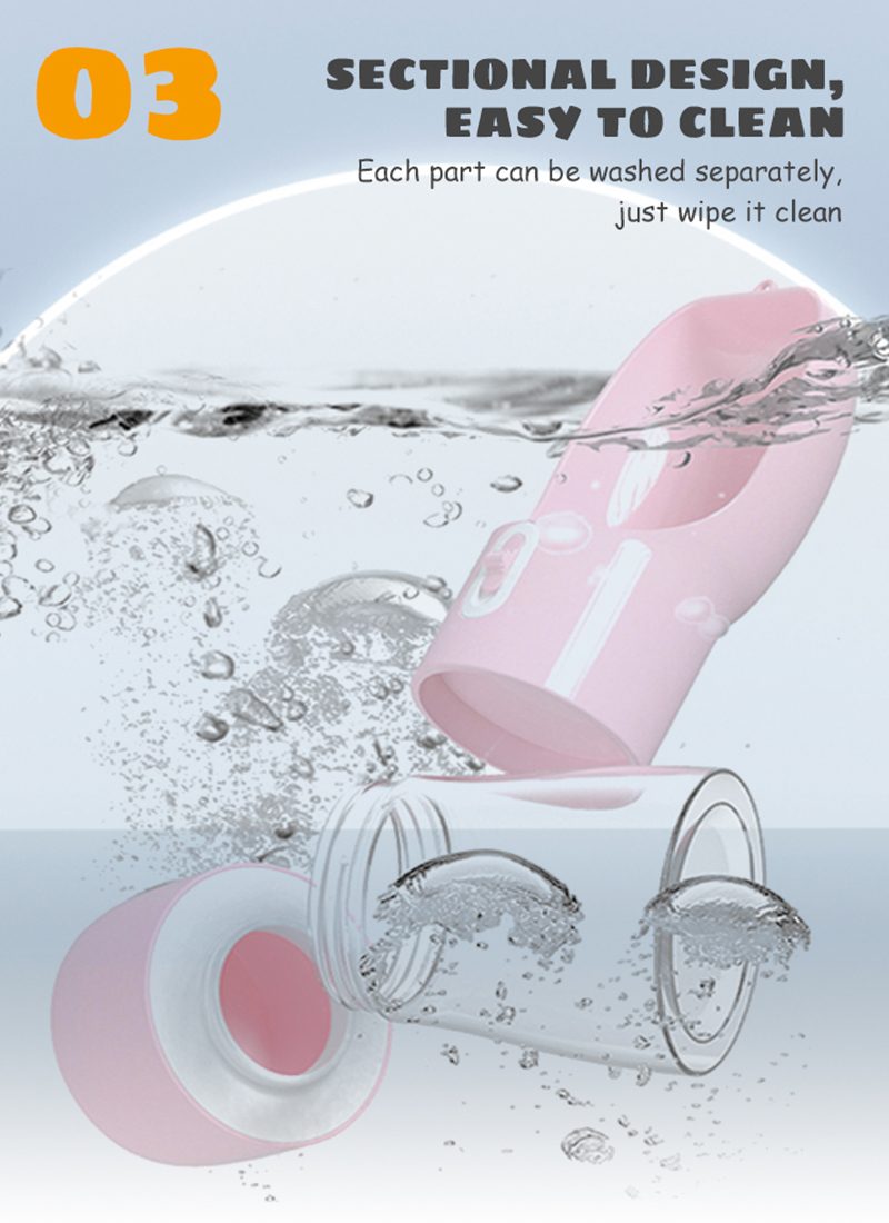 Portable Plastic Pet Water Bottle With Food Container For Dog Outdoor Travel And Walking 12