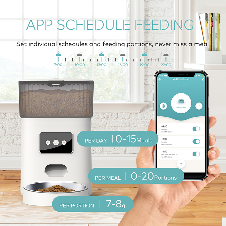 Automatic pet feeder with intelligent WiFi function for scheduled and measured feeding of dogs manufacturers | Roadreign 12