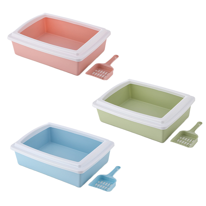 Plastic Cat Toilet Square Pet Litter Box With a Litter Shovel 10