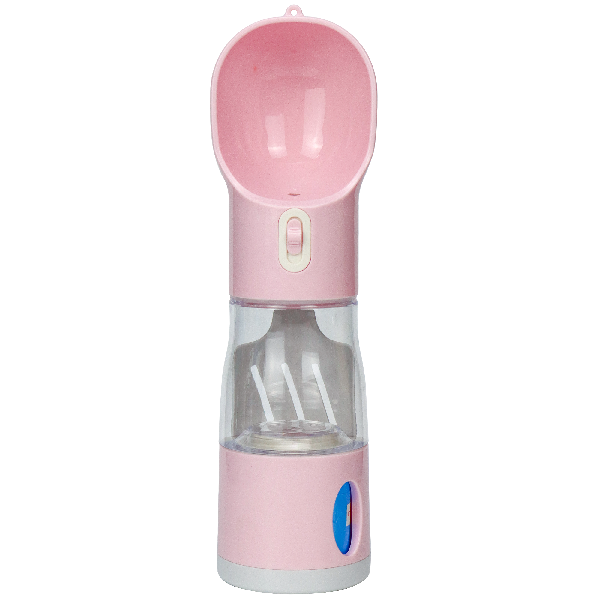 Bouteille de voyage 4 en 1 pour animaux de compagnie : bouteille d'eau et de nourriture portable en plastique pour chien avec pelle à déjections et sacs inclus. 1