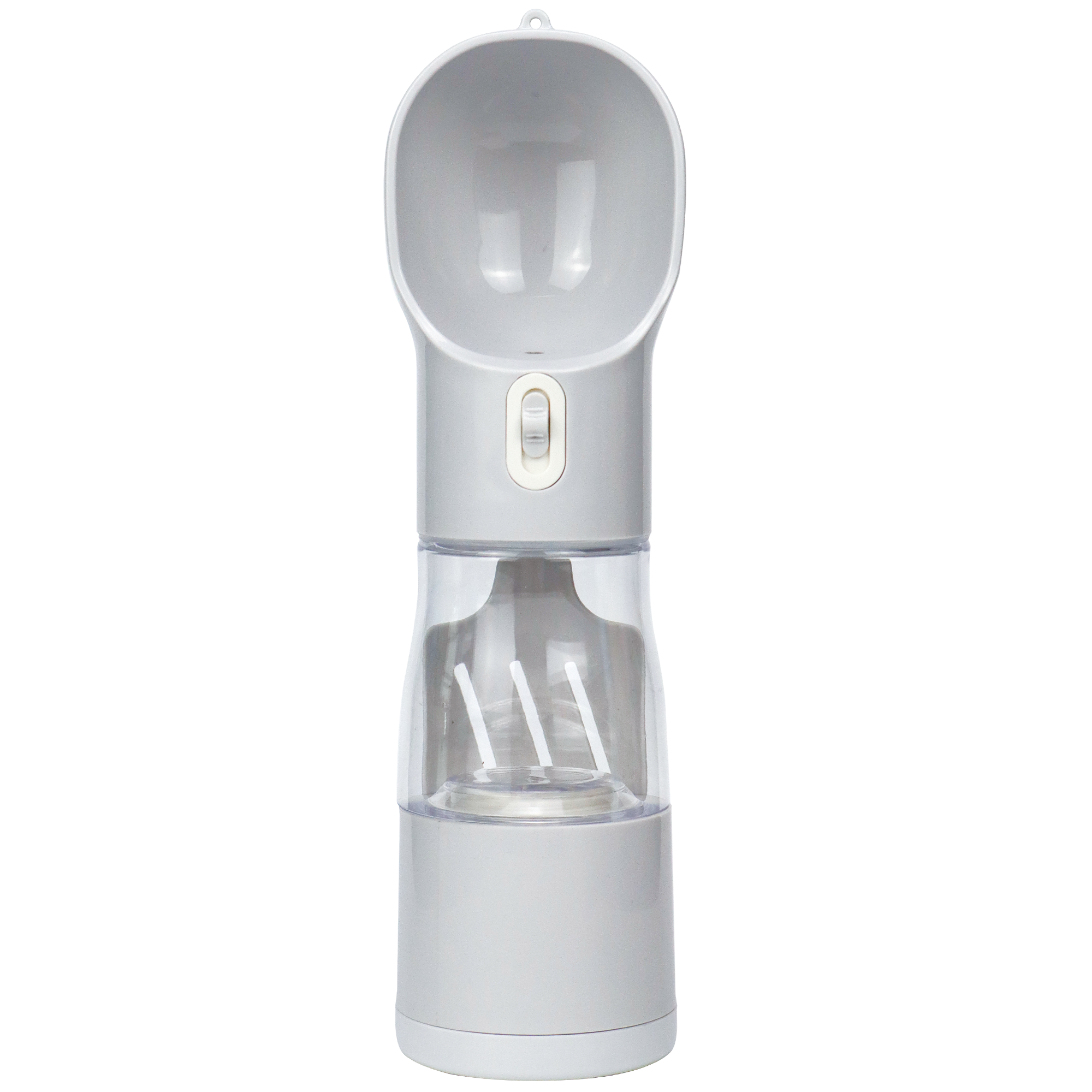 Bouteille de voyage 4 en 1 pour animaux de compagnie : bouteille d'eau et de nourriture portable en plastique pour chien avec pelle à déjections et sacs inclus. 6