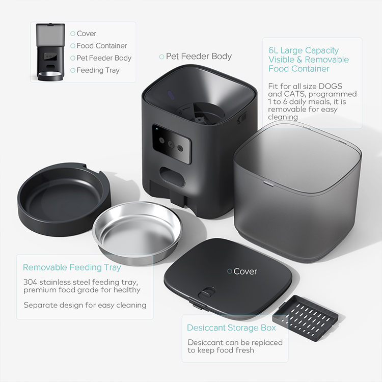 Quality easy-to-clean timed cat food dispenser automatic 6L dog scheduled feeder Manufacturer | Roadreign 11