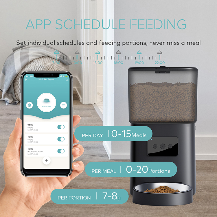 Quality easy-to-clean timed cat food dispenser automatic  6L dog scheduled feeder Manufacturer | Roadreign 7
