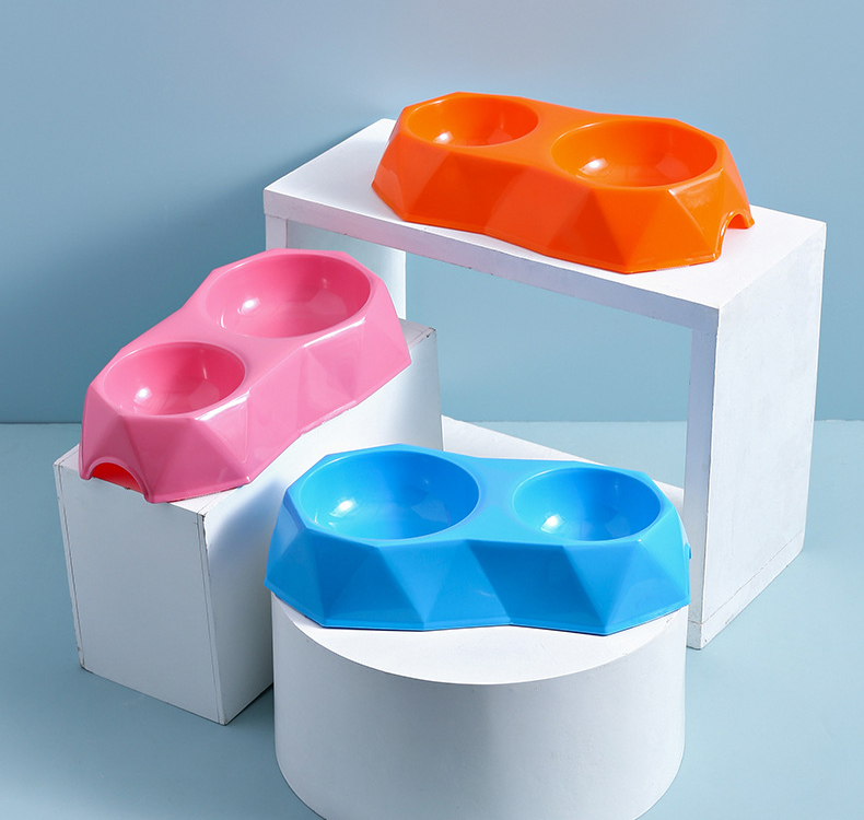 Double Pet Bowls Wholesale Plastic Dog Food Bowl Cat Water Dispenser 7