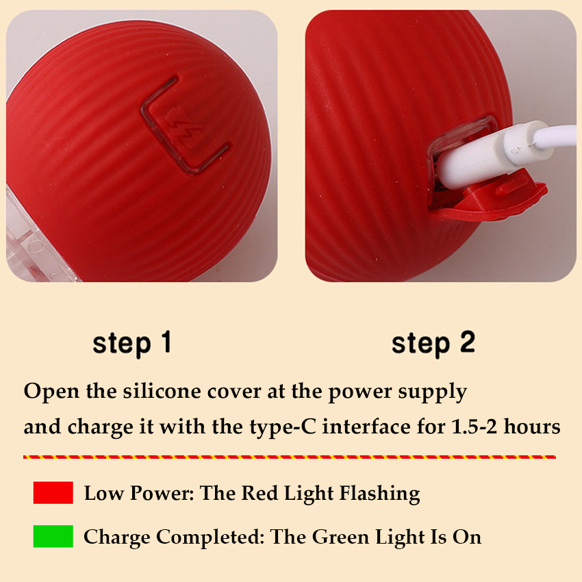 Pelota interactiva para gatos, juguete interactivo para masticar perros y gatos, de plástico ecológico, divertida y autorodante, recargable por USB. 4
