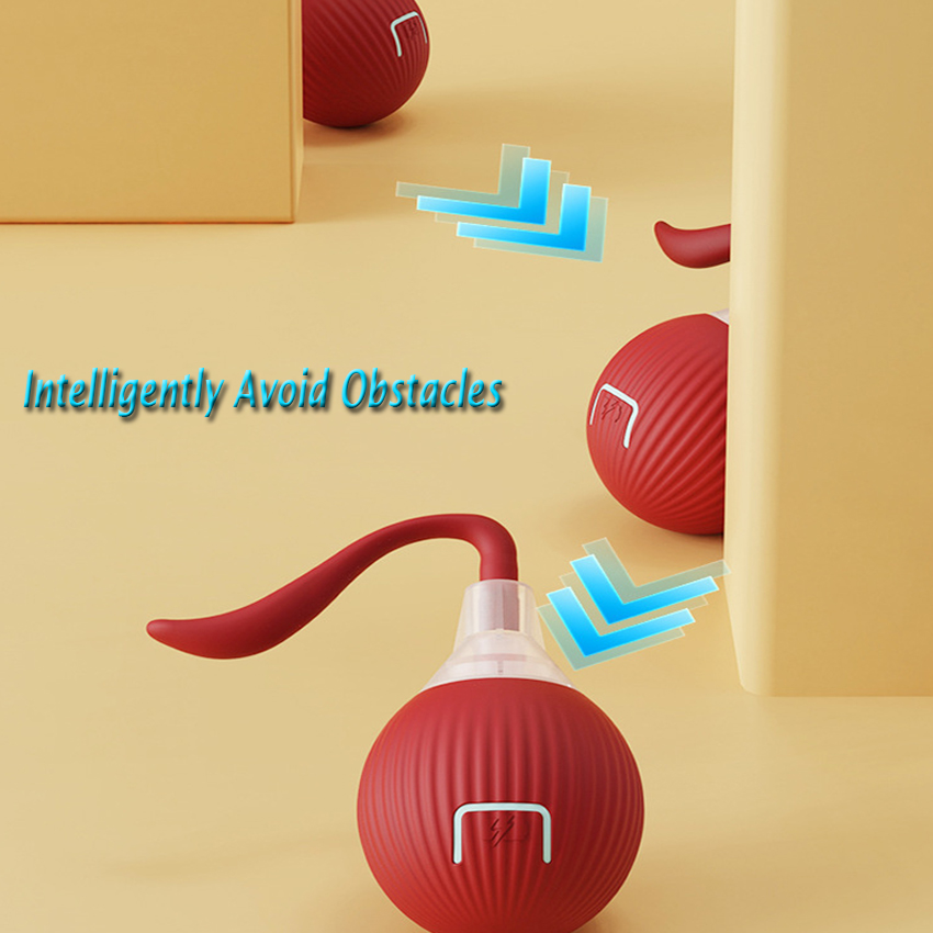 USB Rechargeable Smart Pet Funny Self Rolling Ball Eco-Friendly Plastic Dog Teaser Chew Toy Interactive Cat Toy Ball 10