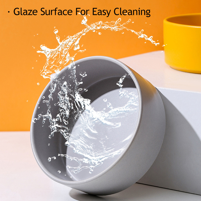 Raised Dog Food Water Bowl Set Puppy Ceramic Elevated Pet Bowl with Wood Stand Non-Slip White Double Pet Bowls for Dog 13