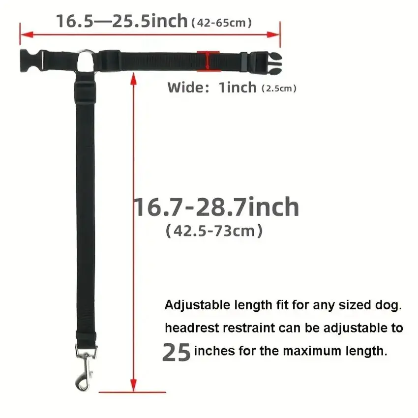 Adjustable Length Pet Safety Belt Leash - Durable Nylon Material - Suitable for Large Pets 3