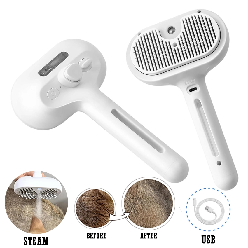 5-In-1 Pet Vaporizer Brush One Button Hair Removal Cat Steaming Brush Long Handle Dog Spray Comb 1