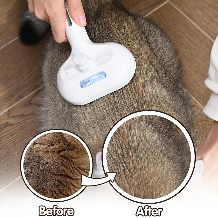 5-In-1 Pet Vaporizer Brush One Button Hair Removal Cat Steaming Brush Long Handle Dog Spray Comb 12