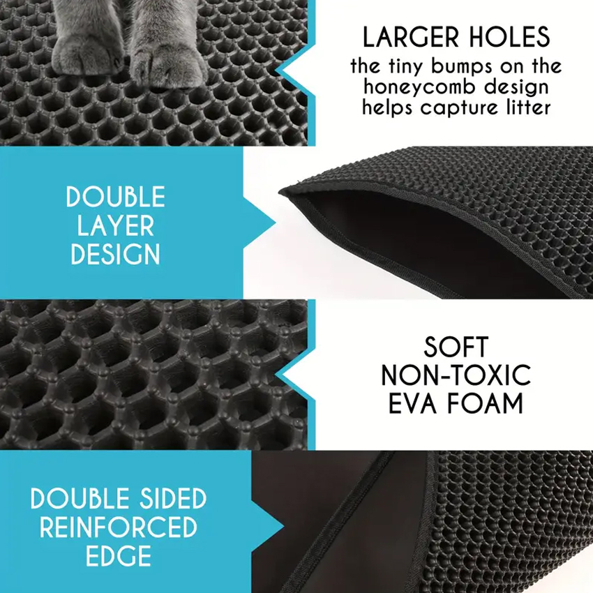 Honeycomb Double Layer Cat Mat Custom Waterproof Pet Sand Toilet Pad Rectangle Odorless EVA Cat Litter Trapping Mat 7