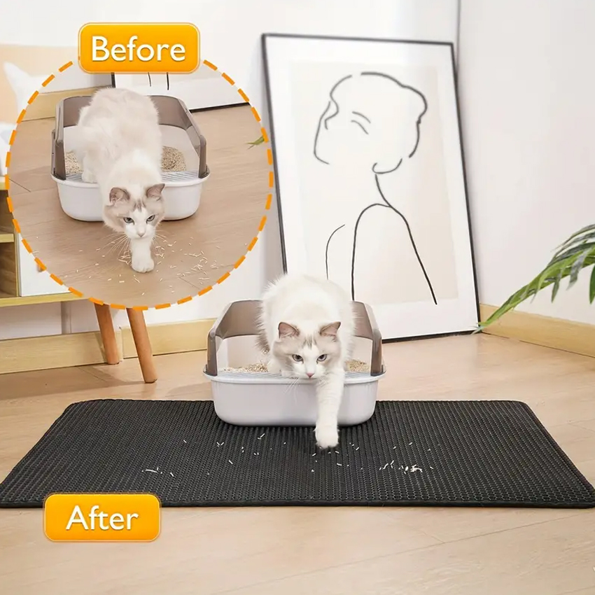 Honeycomb Double Layer Cat Mat Custom Waterproof Pet Sand Toilet Pad Rectangle Odorless EVA Cat Litter Trapping Mat 3