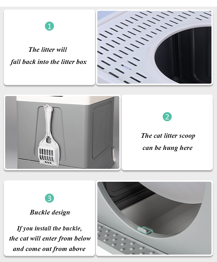 ROADREIGN - Wholesale Luxury Cat Litter Box Toilet Door With Handle Cleaning Foldable Cat Toilet Box All Products 3