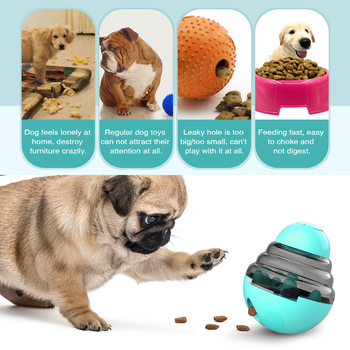 ROADREIGN - Hot Selling Plastic Pet Food Dispensing Automatic Slow Feeder Dog Tumbler Toys Pet Toys 10