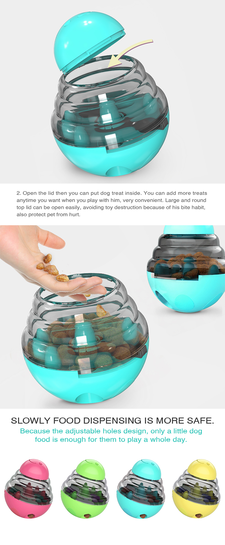 ROADREIGN - Hot Selling Plastic Pet Food Dispensing Automatic Slow Feeder Dog Tumbler Toys Pet Toys 16