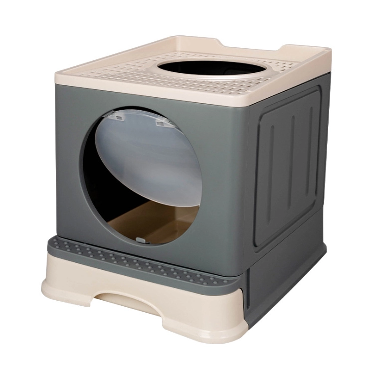 foldable enclosed cat litter box, square plastic pet toilet, easy-to-clean cat litter box 1