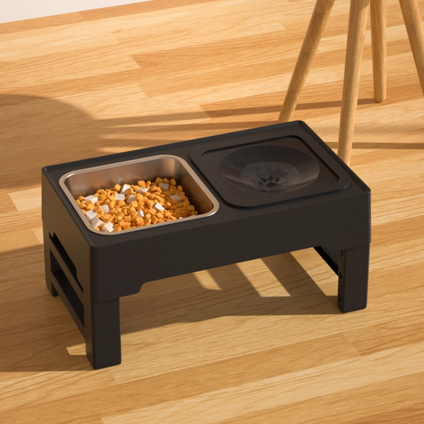 Adjustable Height Dog Basin Plastic Pet Slow Food Bowl Stainless Steel Folding Water Bowl with Raised Feature Feeder 1