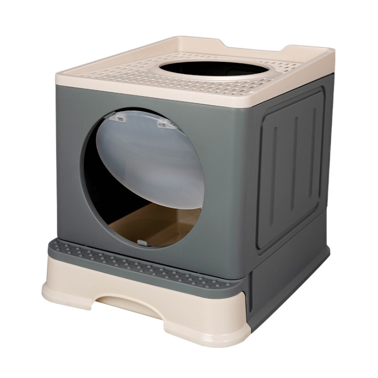 foldable enclosed cat litter box, square plastic pet toilet, easy-to-clean cat litter box 7