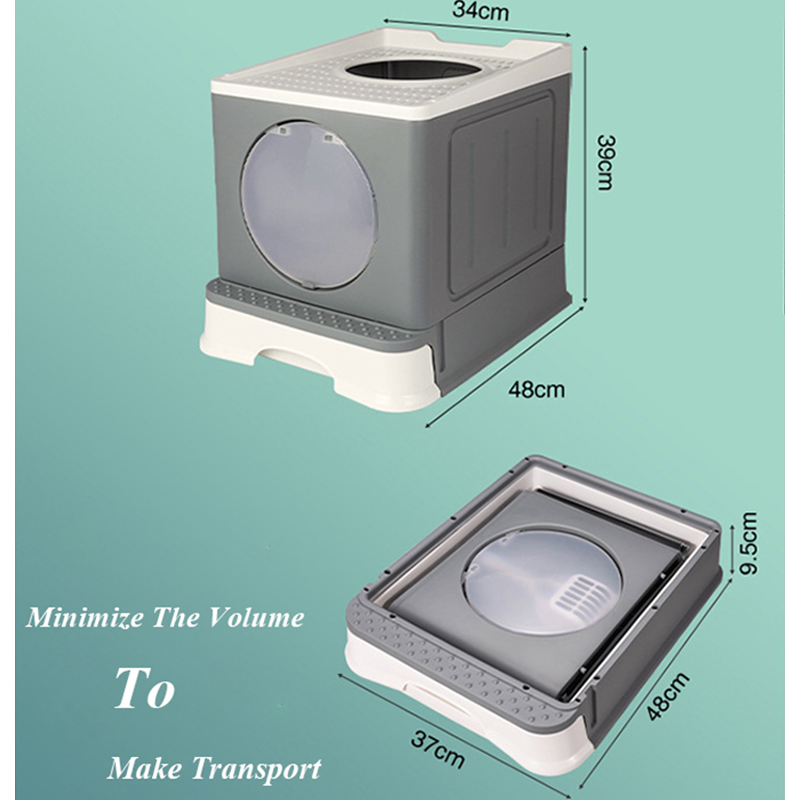 foldable enclosed cat litter box, square plastic pet toilet, easy-to-clean cat litter box 8
