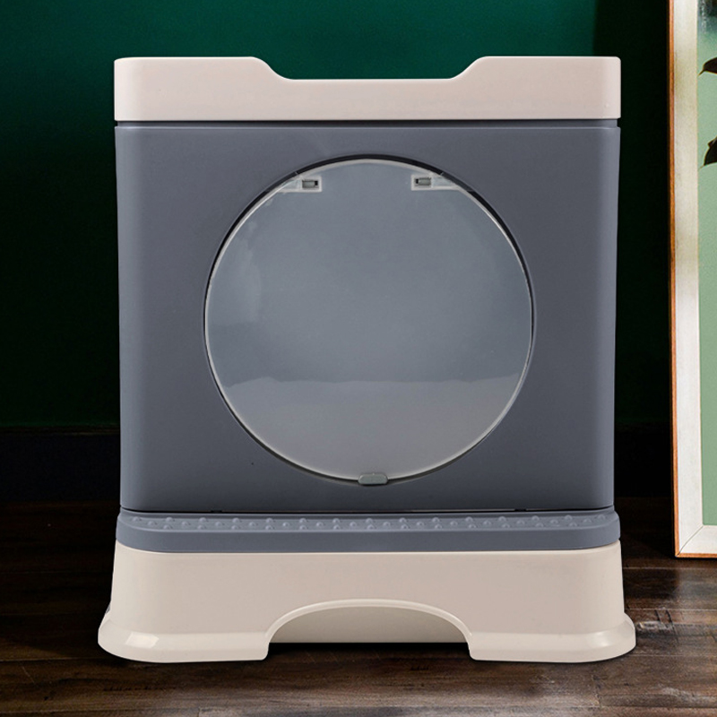 foldable enclosed cat litter box, square plastic pet toilet, easy-to-clean cat litter box 10