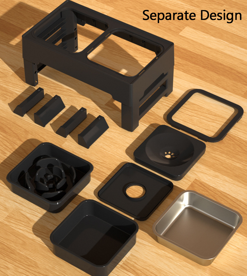 Adjustable Height Dog Basin Plastic Pet Slow Food Bowl Stainless Steel Folding Water Bowl with Raised Feature Feeder 11