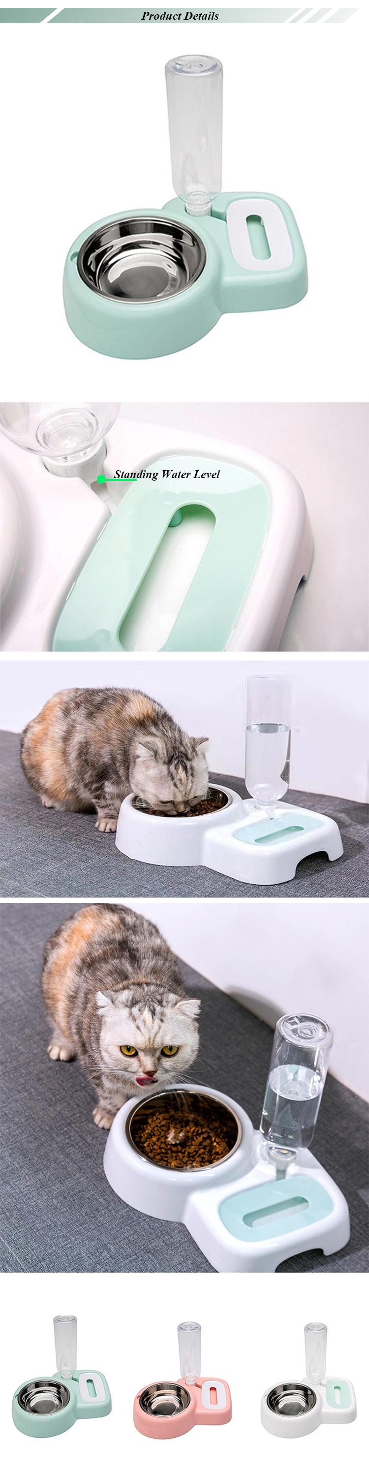 ROADREIGN - New Design Plastic Pet Auto Water Double Bowl Pet Bowls 9