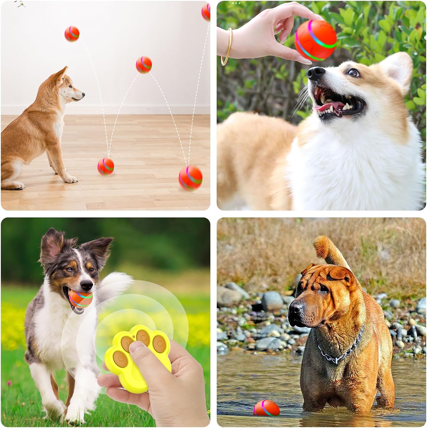 2024 New Upgrade Interactive Dog Ball Toy Rechargeable Self Rolling Ball Motion Activated Remote Control Pet Toys 12