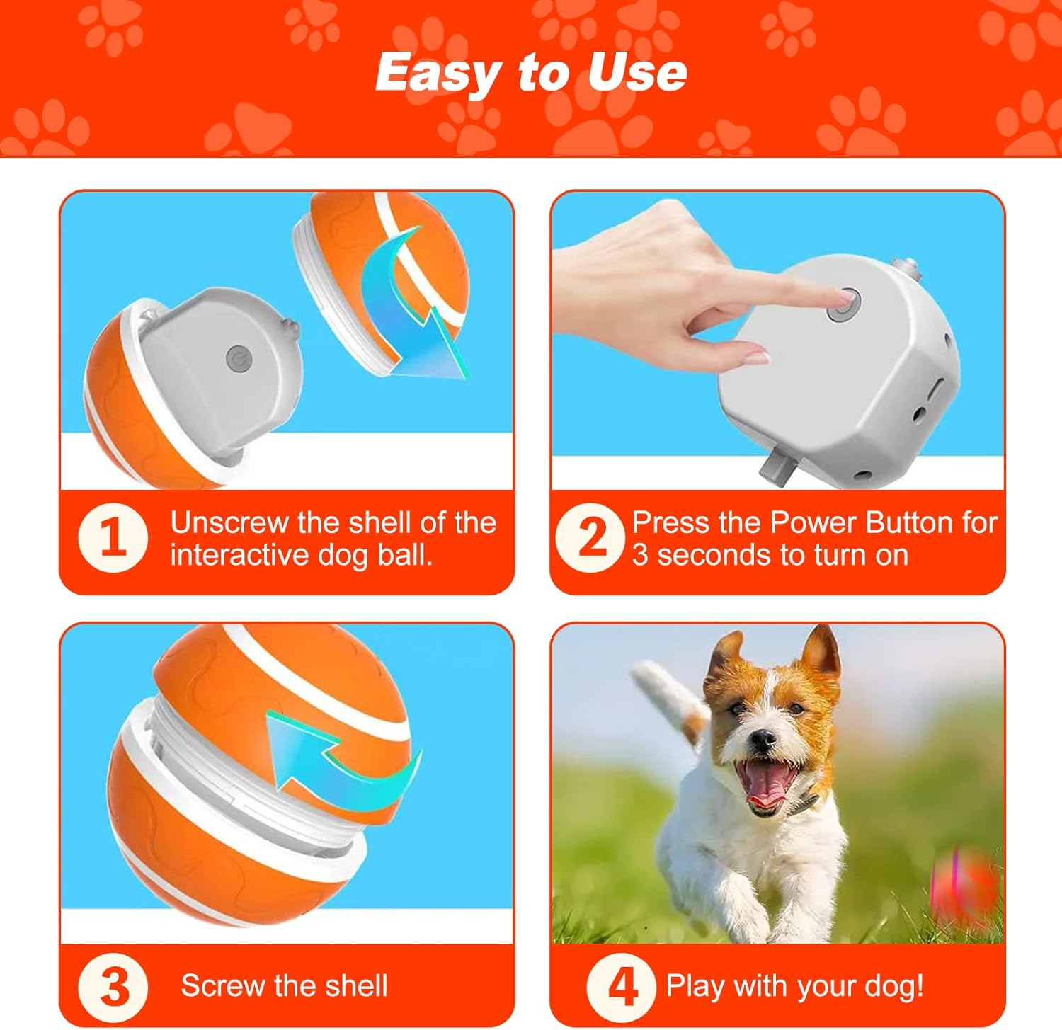 2024 New Upgrade Interactive Dog Ball Toy Rechargeable Self Rolling Ball Motion Activated Remote Control Pet Toys 10
